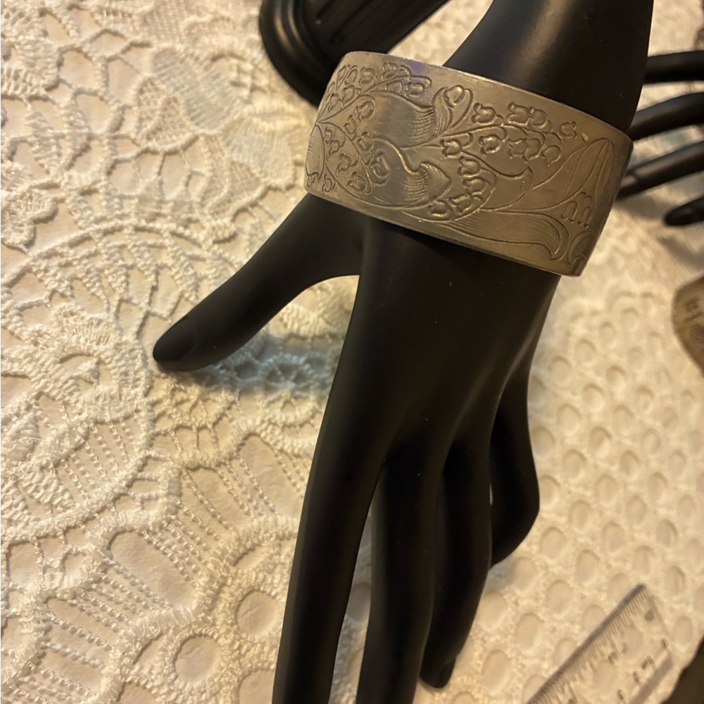 Solid Salisbury Pewter Bangle Cuff Bracelet May F… - image 2